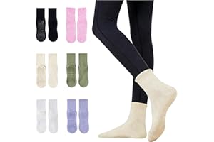 6 Pairs Yoga Socks for Women Non Slip, Anti-Slip Pilates Socks Women, Soft Grip Socks for Home Yoga Barre Dance Fitness