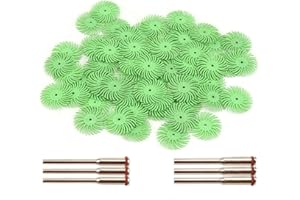 KUOFUCO 30Pcs 1 inch Bristle Disc Kit with 3Pcs 2.35mm / 3mm Shank Mandrels for Rotary Tools,25mm Detail Abrasive Wheel Radial Bristle Buffing Wheel for Jewelry Wood Metal Polishing 1000 Grit