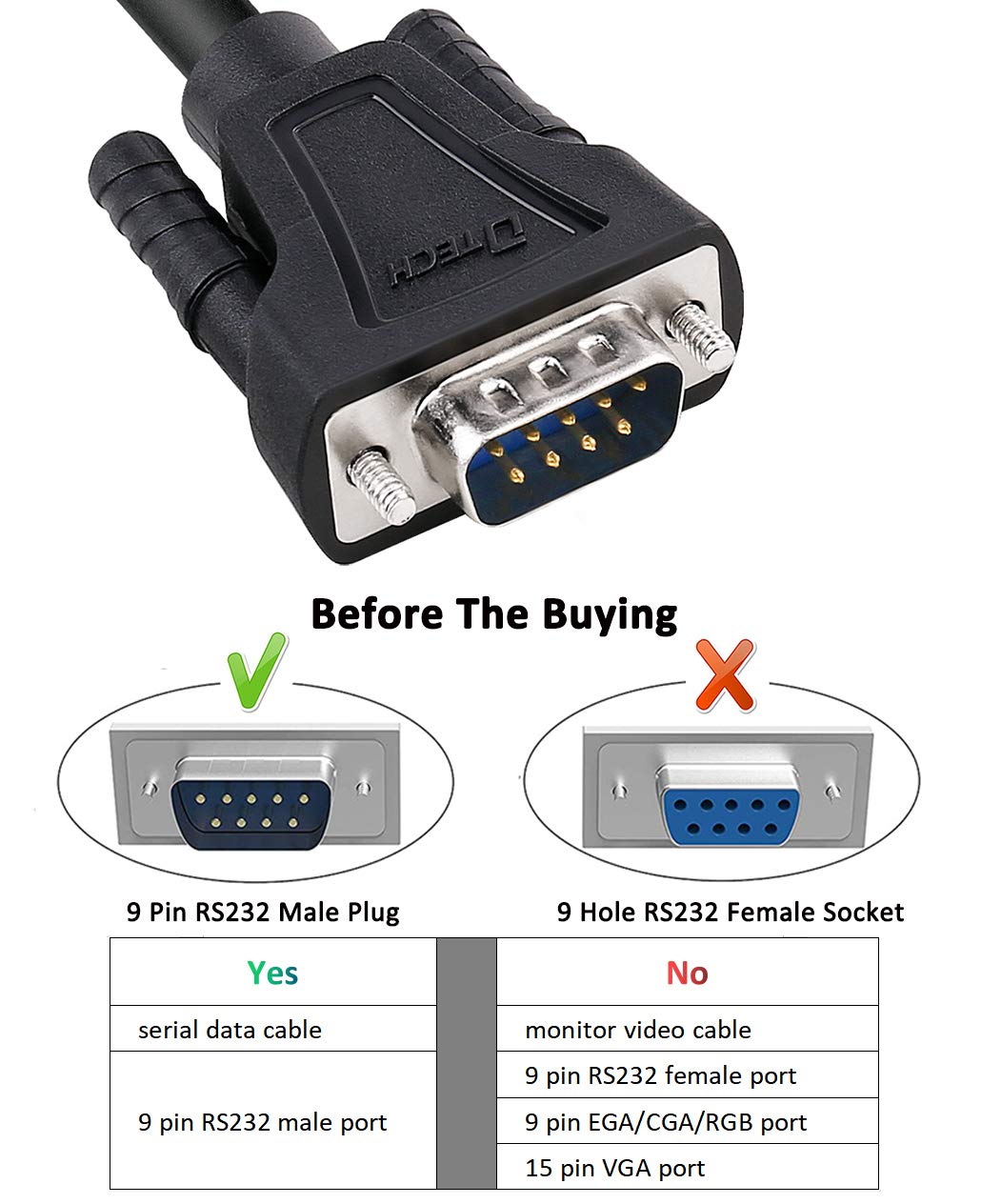 Mua DTech 6ft DB9 to DB9 RS232 Serial Cable Male to Male Simple Null ...