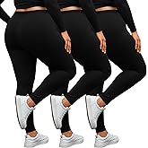 Evervibe 3 Pack Women's Plus Size Leggings High Waisted Stretchy Yoga Pants Workout Running Soft Leggings