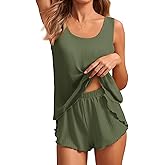Ekouaer 2 Pieces Womens Tank Top Pajamas Set Soft Sleepwear Sleeveless Cami and Shorts Summer Loungewear Pjs Set