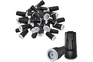 Litoexpe 50 Pieces Waterproof Wire Connectors, Waterproof Wire Nuts Black Direct Burial Wire Nuts for Outdoor Landscape Lighting, Irrigation Valves, 0.93 x 0.47 Inch