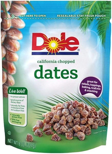 DOLE CALIFORNIA CHOPPED DATES, DRIED FRUIT, GLUTEN FREE...