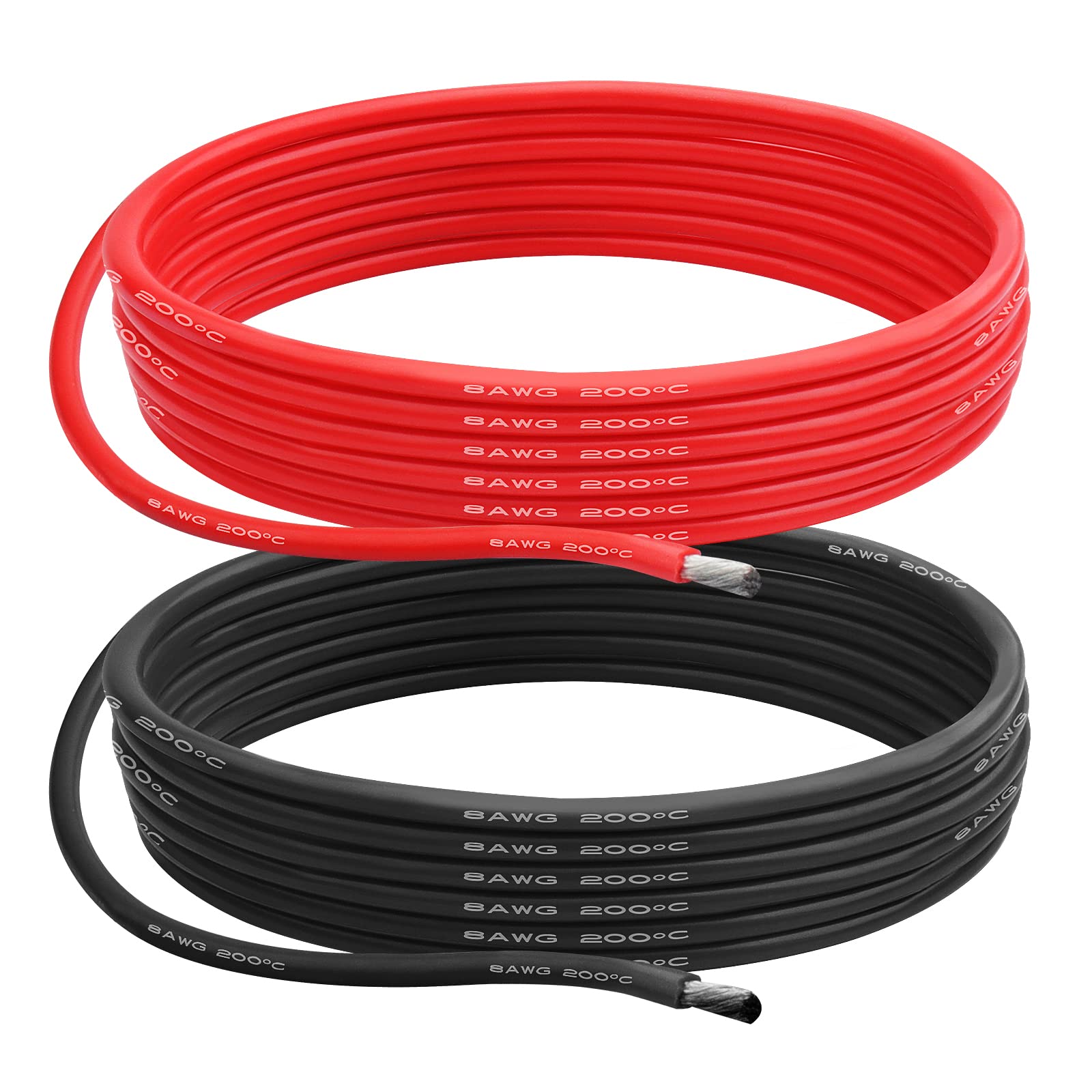 8 Gauge Silicone Wire, 8 AWG Electrical Cable 6M（3m Red & 3m Black）Soft & Flexible 1650 Strands of 0.08 mm Tinned Copper High Temperature Wire for Arduino Projects/RC Cars/Boat/Drones — image 1