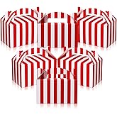 Skyygemm 24 Pcs Carnival Treat Boxes Circus Gable Gift Boxes Striped Paper Snack Goodie Favors Box for Birthday Carnival Theme Party Decorations, 6 x 3.5 x 3.5 Inch