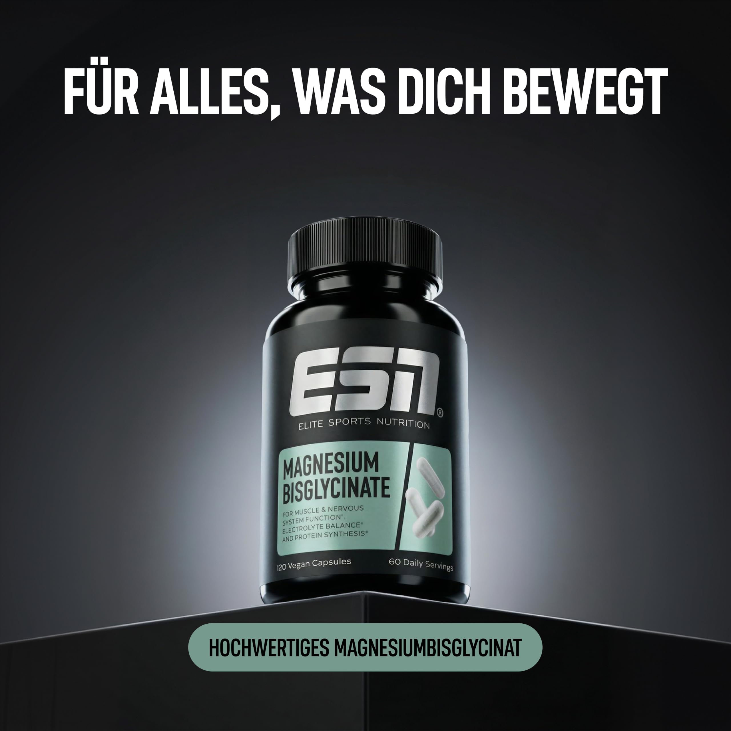 ESN Magnesiumbisglycinat Kapseln - mit 194 mg Magnesium pro Tagesportion - gute Verträglichkeit und Bioverfügbarkeit - vegan - 120 Kapseln, 60 Portionen 2