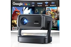 AUBOR MENTECH 4K Projector with WiFi and Bluetooth, 1800 ANSI Outdoor Movie Projector with Built-in 10,000+ Apps, Native 1080P Portable Smart Home Proyector, Voice Control & Auto Focus/Keystone, Dual Speaker