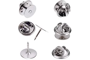 Canomo 50 Pairs Butterfly Clutch Tie Tacks Brass Pin Backs Blank Pin Keepers with 10mm Blank Pins(Silver)