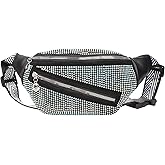 ZLM BAG US Dazzling Rhinestones Fanny Pack Slide Zip Waist Pack Chest Bag Phone Purse Wide Straps Crossbody Shoulder Bag