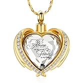 Imrsanl Cremation Jewelry for Ashes Pendant - Crystal Heart Urn Necklace with Mini Keepsake Urn Memorial Ash Jewelry