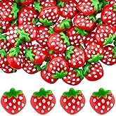 SUNNYCLUE 60Pcs Strawberry Flatback Charms Resin Craft Embellishments 3D Red Fruit Food Small Kawaii Decoden Cabochons Accessories for Jewelry Nail Art Hair Clips Scrapbook Phone Cases DIY Decoration