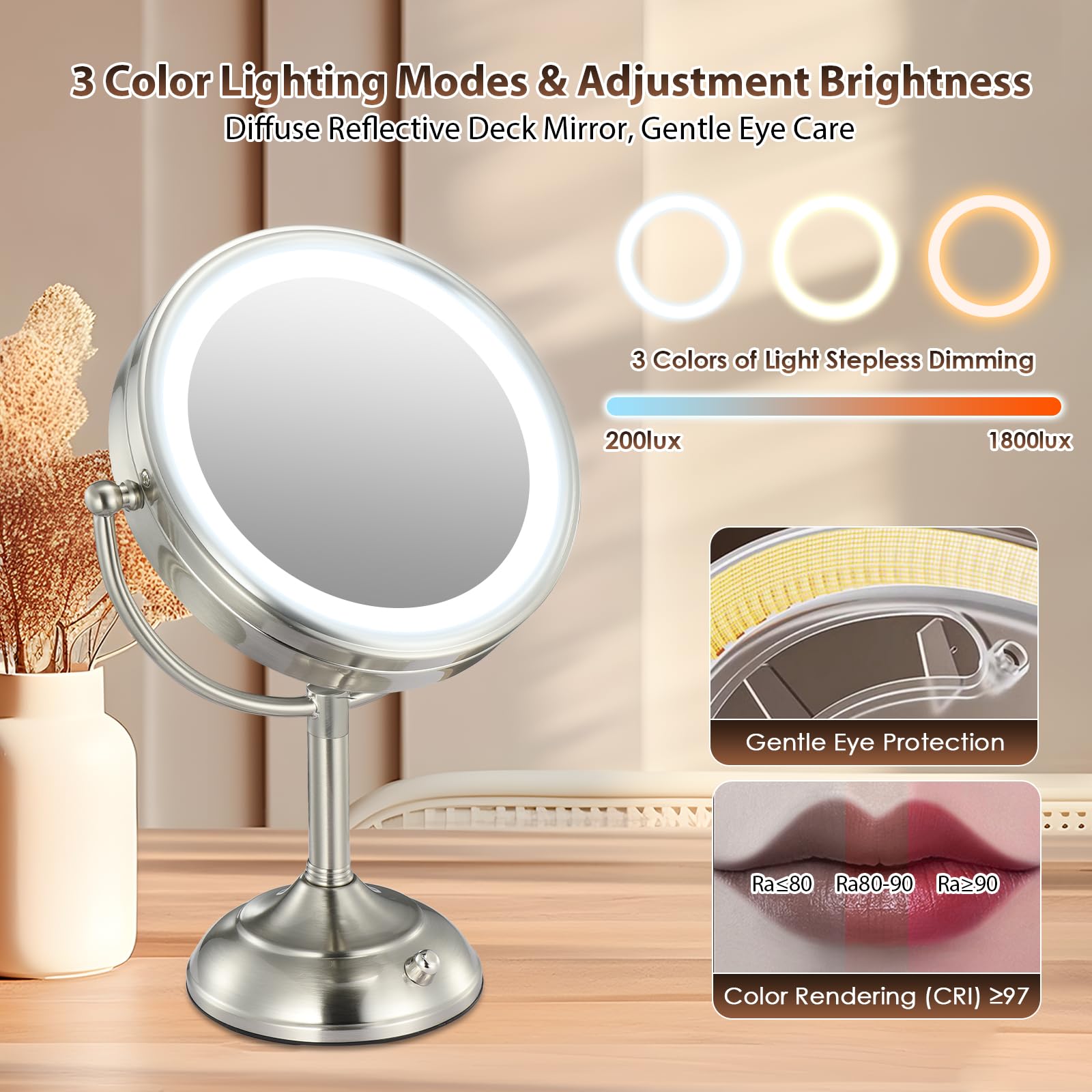 Professional 8.5" Large Lighted Makeup Mirror