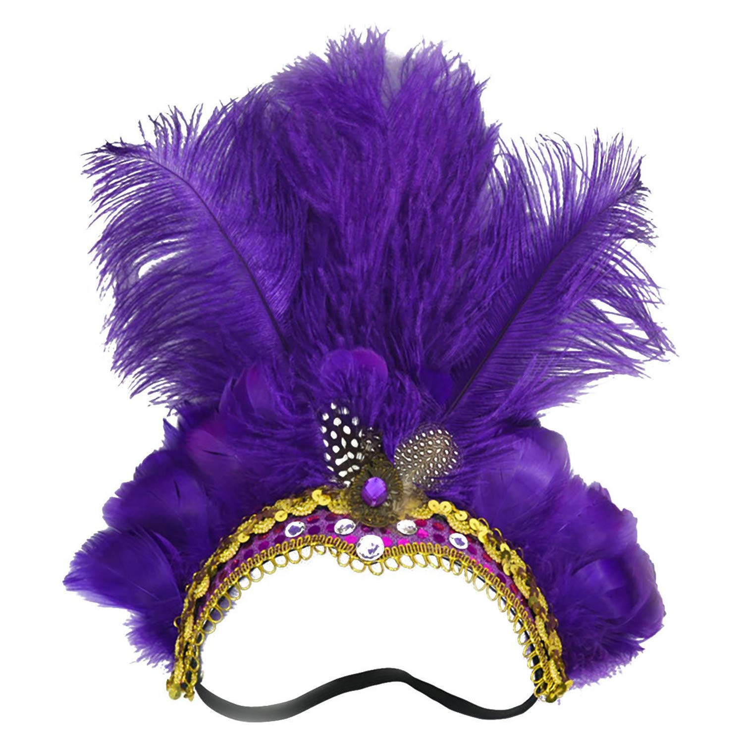 Ulalaza Carnival Feather Headpiece Showgirl Headband Roaring 20s 1920s Flapper Head Band Vintage Gatsby Party Accessories โ image 1