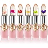 BestLand 6 Pcs/Set Flower Jelly Lipstick Set Temperature Change Moisturizer Long Lasting Nutritious Balm Magic Color Change Lip Gloss