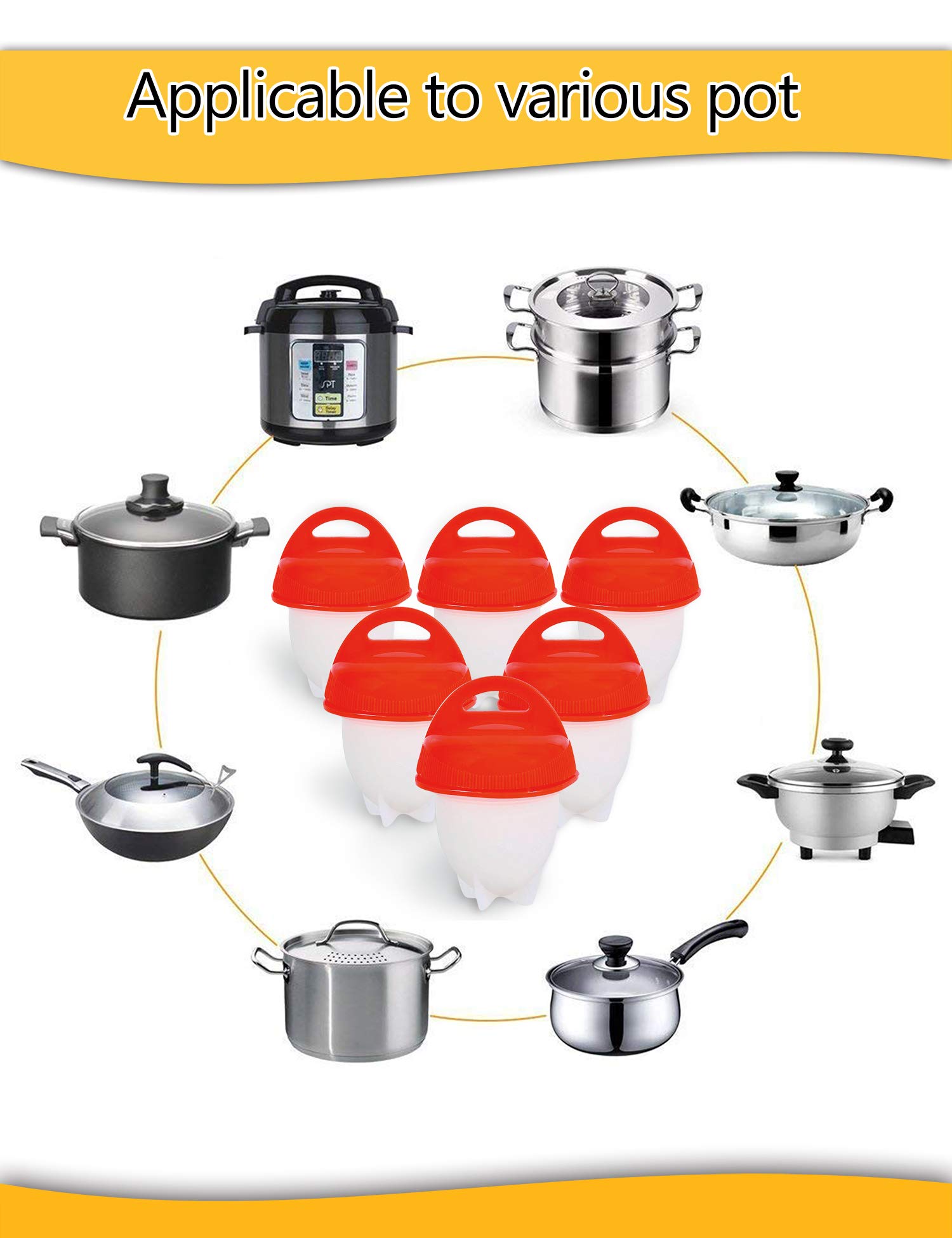 Egg Cooker-Hard Boiled Eggs without the Shell,Non Stick Silicone,boiled eggs mold, AS SEEN ON TV,6 Egg Cups