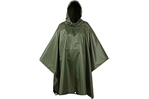 USGI Industries Military Style Poncho - Emergency Tent, Shelter, Survival - Multi Use Rip Stop Camouflage Rain Poncho