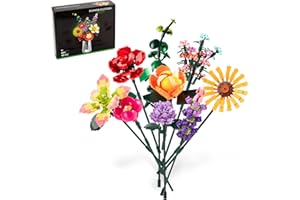 BOOYUER Flowers Bouquet Building Set, 845Pcs Office Home Flowers Decor Building Kits, Botanical Collection Building Toys, Best Gifts for Kids Adults Girls Women Valentines Mothers Day Birthday