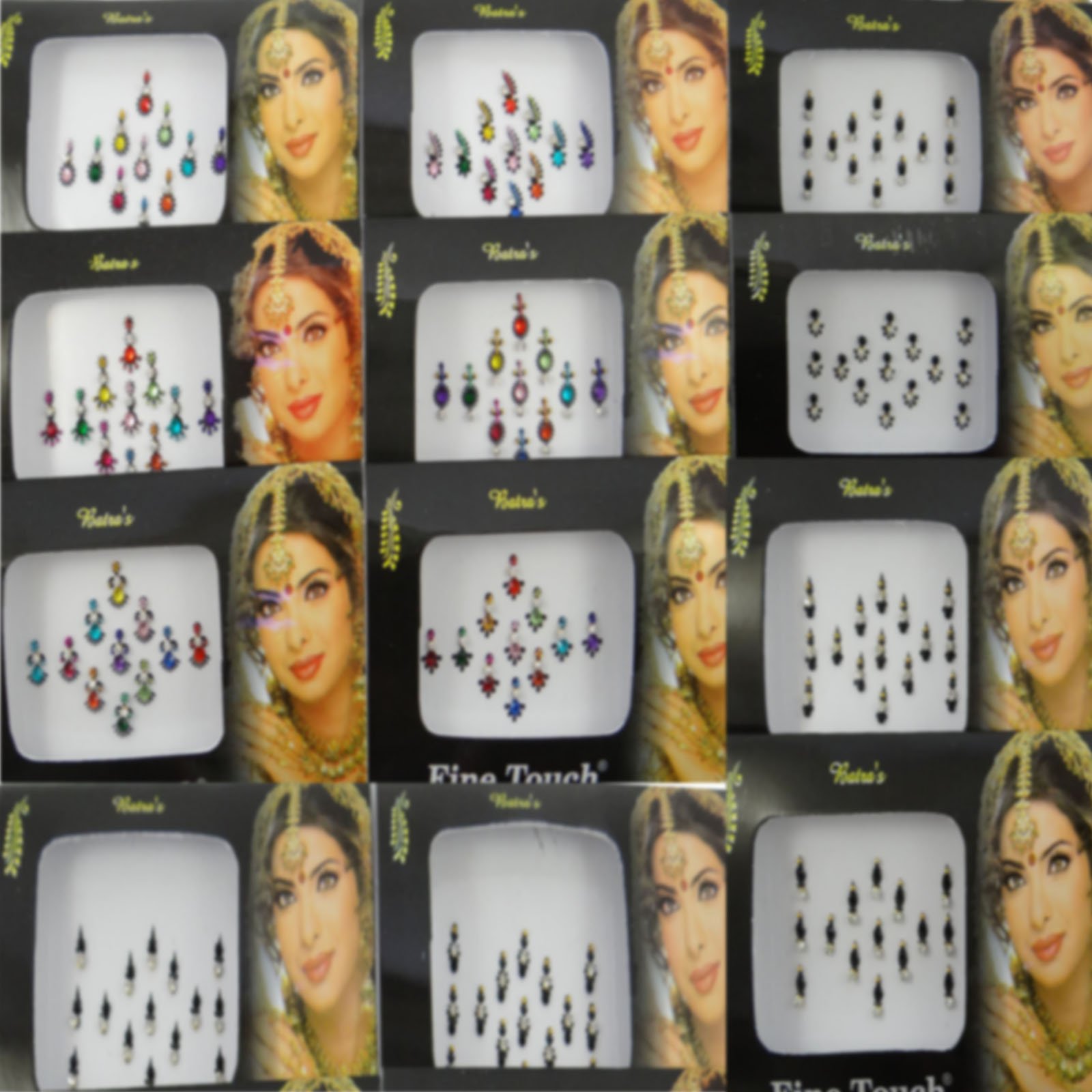 Banithani Pack Of 12 Multicolour Bindi Indian Women Self Adhesive Sticker Tattoo Accessory