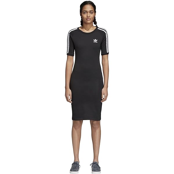 white christmas dresses Women's adidas Originals Adicolor Classics 3-Stripes Maxi Dress Black