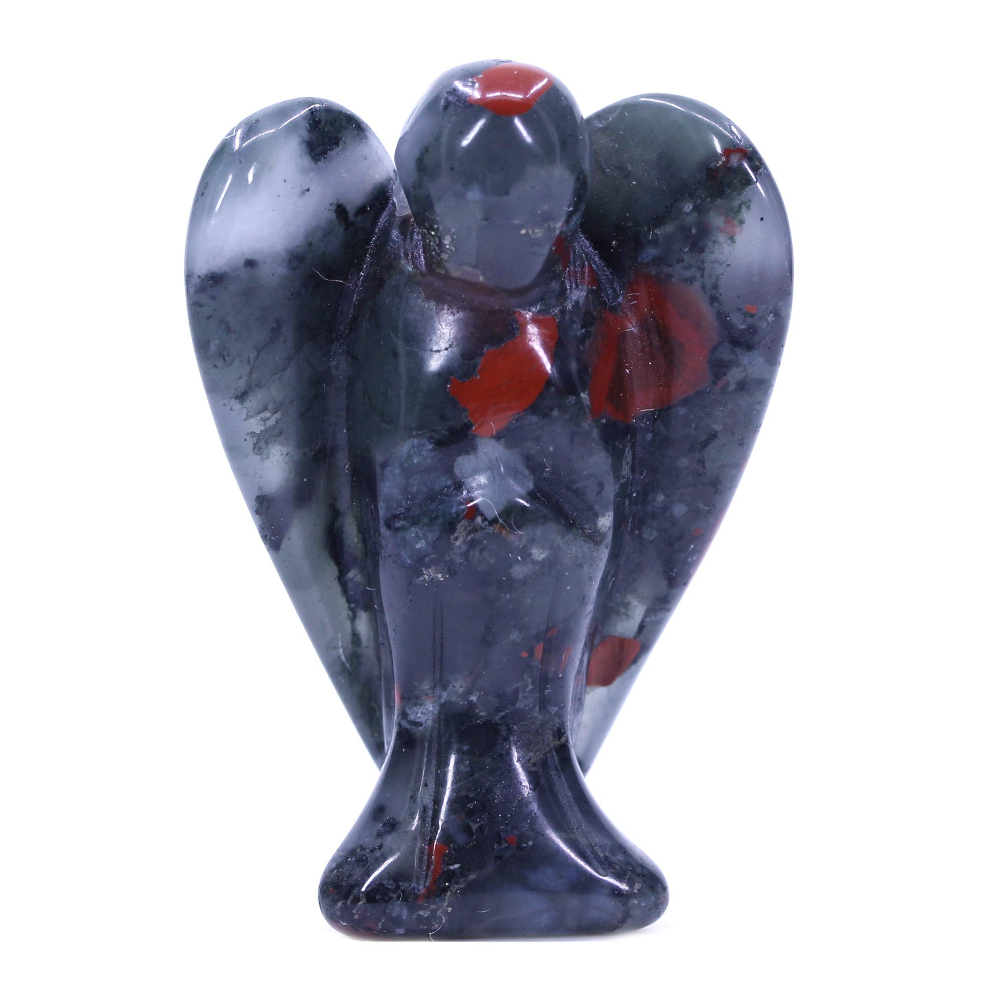 Natural African Bloodstone Gemstone Peace Angel Pocket Guardian Healing Statue 2 Inch
