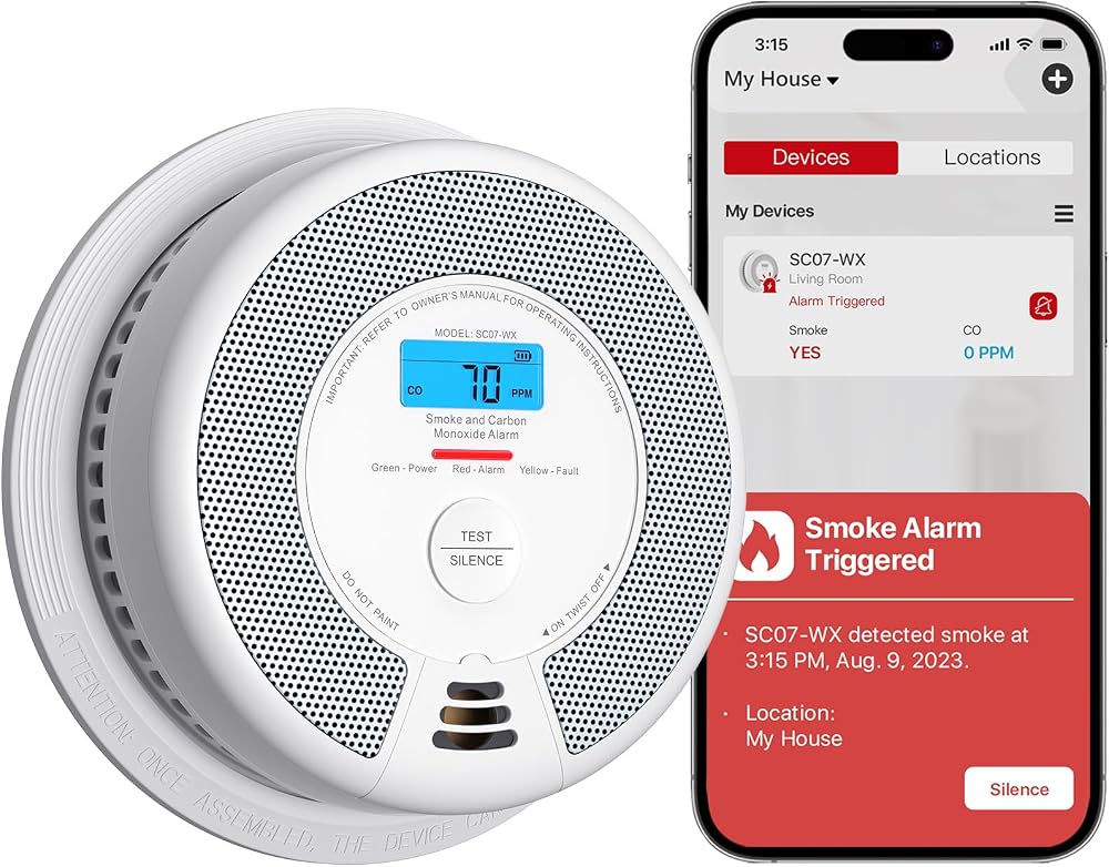 X-Sense SC07-WX Wi-Fi Smoke CO Alarm Replaceable Battery Smart App Security