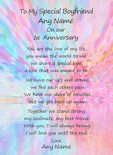 Personalised Romantic Anniversary Card Special Boyfriend Any Year Amazon Co Uk Office Products