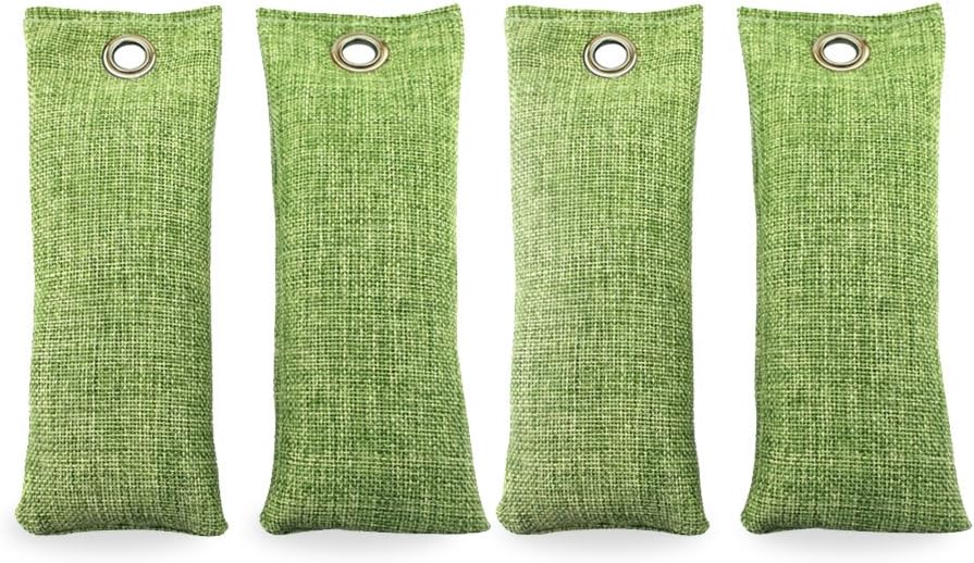 Bamboo Charcoal Shoe Deodorizer Bags - Set of 4 Odor Eliminator Inserts - Absorbs Sweat & Odors - Ideal for Shoes, Gym Bags, Lockers, Drawers & More – Natural, Nontoxic, Chemical Free