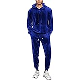 LecGee Mens 2 Piece Velour Hoodie Tracksuit Long Sleeve Velvet Hooded Pullover Casual Athletic Jogging Sweatsuit Set