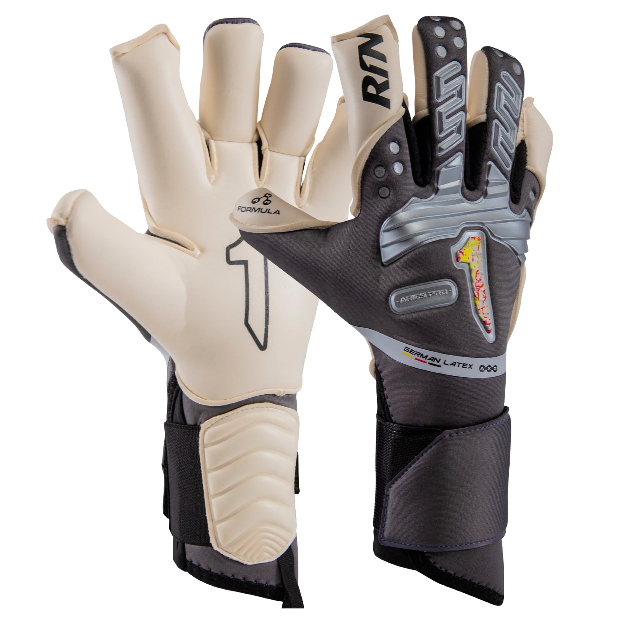 Rinat Aries Pro Goalkeeper Gloves, Grey, Adult, Unisex, Size 10