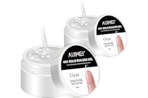 AIJIMEI 4in1 Nail Extension BuilderGel 15mlx2PCS Clear Nail Extension Gel Set Hard Gel for Nail Strengthen Nail Art Salon Home DIY (2PCS Clear)
