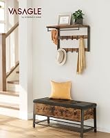 VASAGLE Wall-Mounted Coat Rack Shelf 10 Removable Hooks Rustic Brown Black view 2