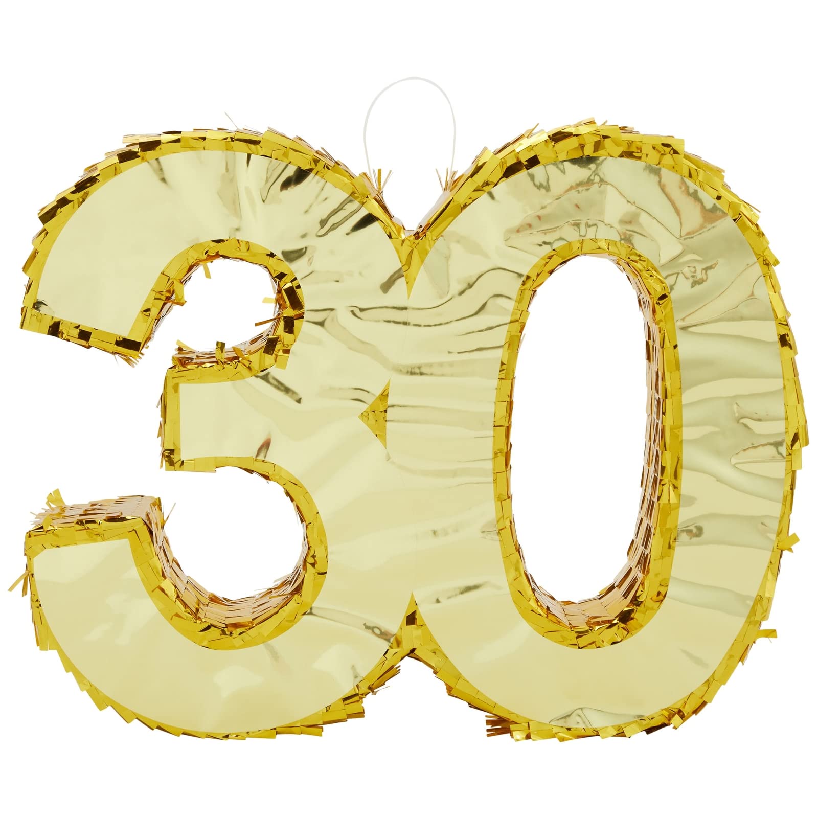 Sparkle and Bash Gold Foil Number 30 Pinata for 30th Birthday Party Decorations, Anniversary Celebrations (Small, 16.5 x 13 x 3 Inches)