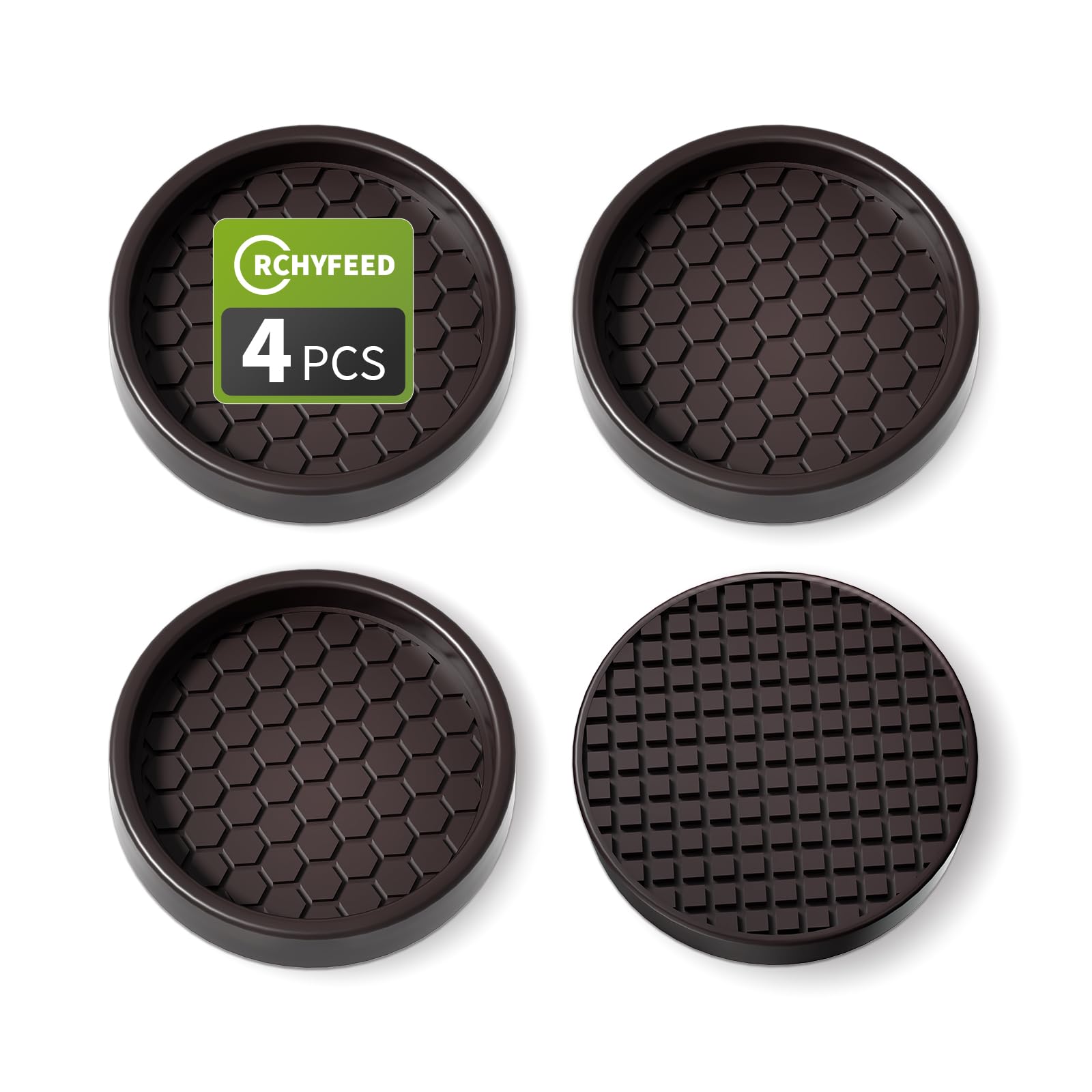 RCHYFEED Furniture Caster Cups, 4Pcs Round Furniture Coasters, 2" Furniture Castor Cups Non-Slip, Sofa Feet Pads,Thick Rubber Furniture Coaster-Prevent Furniture from Moving or Rolling (Brown)