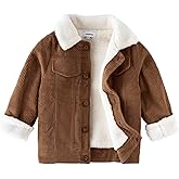 Volunboy Baby Boy Corduroy Jacket Toddler Fleece Winter Coat Kid Sherpa Lined Button Down Warm Outwear