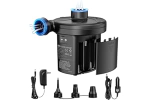 Dr.meter Pompe à matelas pneumatique électrique portable 3 voies avec 3 buses AC 110 V CC 12 V Fonctionne avec piles Dégonfle