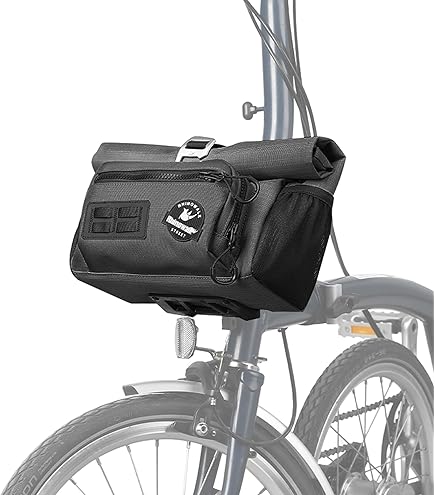 SplendoRoute Brompton Frame Front Bag with Carrier Rack & Raincover Grey