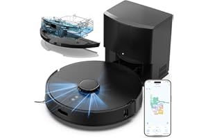 Robot Vacuum and Mop Self-Emptying with 8,000Pa Suction, LiDAR Navigation, Home Mapping, 75-Day Capacity, No-Go Zones, 150 Mi