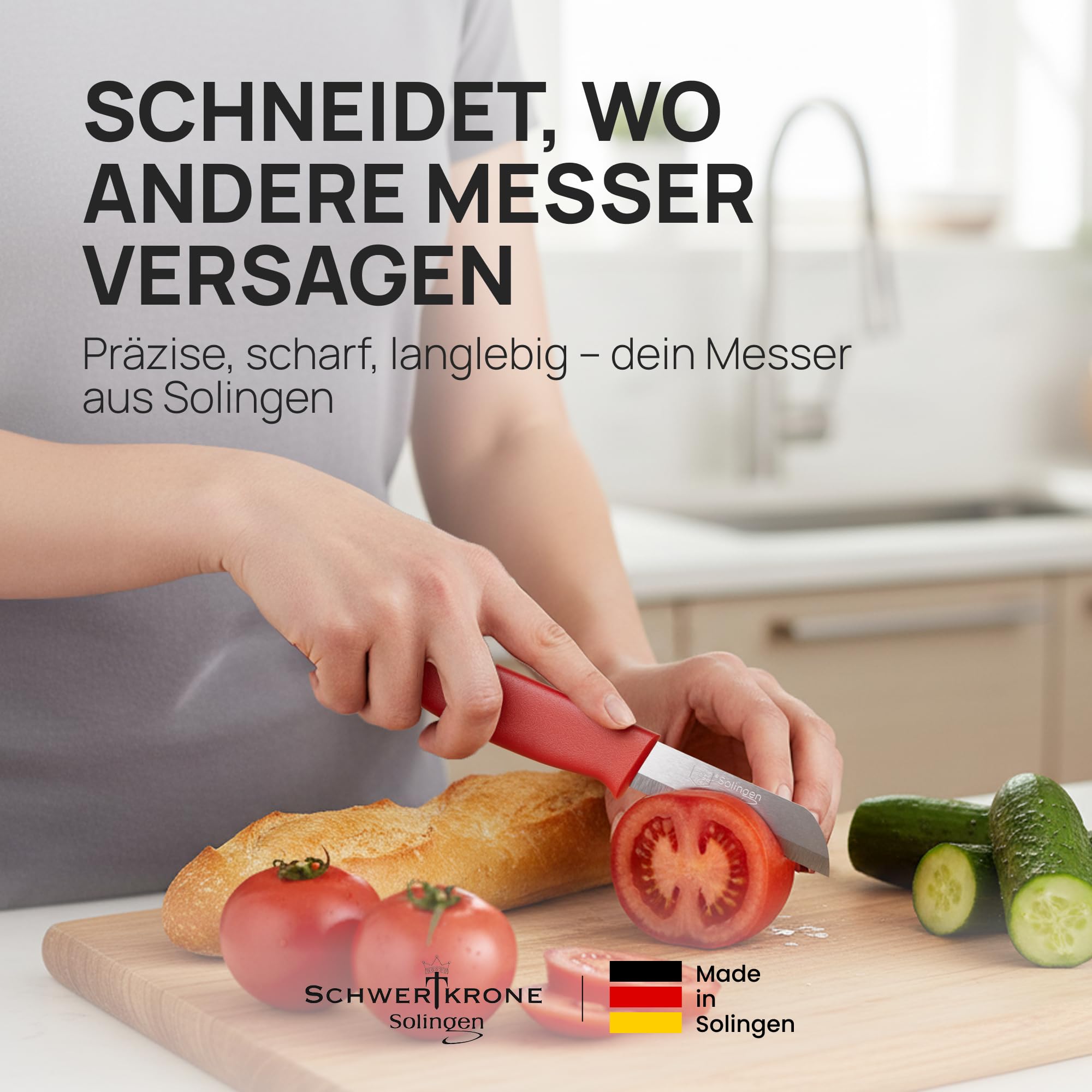 Schwertkrone® Schälmesser 7er Set [MADE IN SOLINGEN - GERMANY] - Gemüsemesser Obstmesser - Küchenmesser klein scharf - Schneidemesser Kartoffelschälmesser - Allzweckmesser (7x bunt - 6cm Klinge) 3