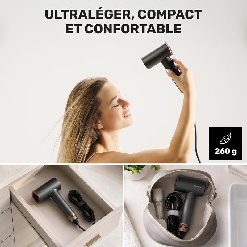Seche Chaveux Professionel Ionique 1800w Diffseur Raides et Bouclés
