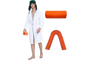 TUOWEEY Men Christmas White Costume Set Cosplay Props Robe Hat Belt Hose Winter Holidays For Party Vacation
