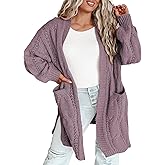 Eytino Plus Size Cardigans for Women Open Front Long Sleeves Lightweight Fall Sweaters with Pockets(1X-5X)