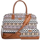 MyMealivos Canvas Weekender Bag, Overnight Travel Carry On Duffel Tote with Shoe Pouch (multi)