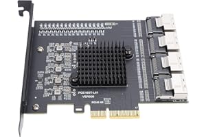 Yoidesu PCIE to 4 Port MINI SAS SFF 8087 Adapter, PCIE 3.0 X4 Expansion Card with Hot Swap and NCQ Support for 16 3.0 Drives,