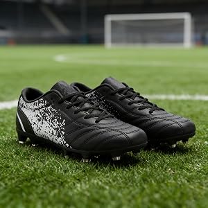 Hard Ground Football Shoes for Boys and Girls Teenagers andChildren Synthetic Leather Upper Polyurethane Sole Lightweight and