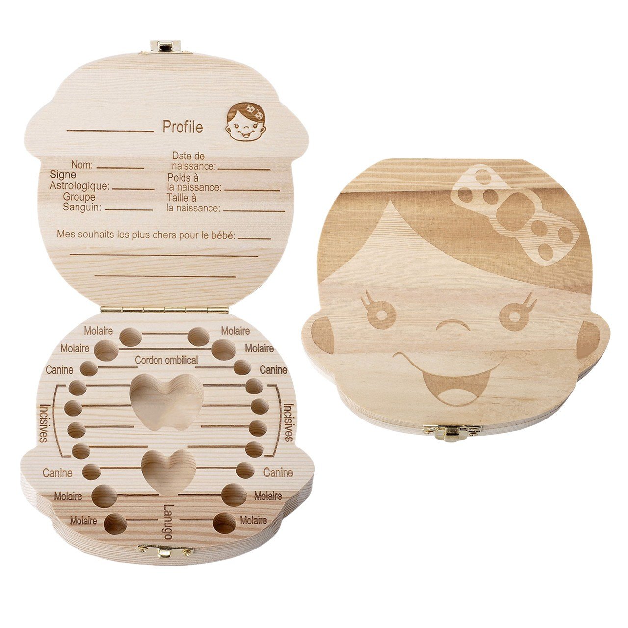 Fille Cadeau Souvenir Pour Bebe Garcon Fille Enfant Nouveau Ne Baby Anniversaire Mogoko Boite A Dents De Lait Avec Pince Version Francaise Conservation En Bois Cadeaux De Naissance Et Souvenirs Bebe Puericulture