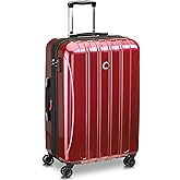 DELSEY PARIS Helium Aero Hardside Expandable Luggage with Spinner Wheels, Brick Red, Checked-Medium 24 Inch