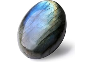 LAIDANLA Labradorite Large Palm Stone Healing Crystals 2.2-2.4" Natural Gemstones Calming Effects Energy Balancing Reiki Polished Irregular Worry Stone Cleansing Protection Crystal Grid Gifts 1PC