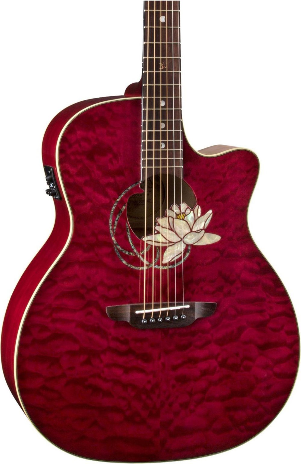 Luna Guitars Lotus Quilted Maple Acoustic-Electric Guitar Transparent Shiraz