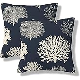 VIREOTHIA Coastal Corals Pillow Covers 20x20 Set of 2 Beach Sea Ocean Decorative Throw Pillow Cover Nautical Square Pillowcases Cushion Covers for Couch Bed Sofa Decor