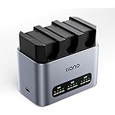 llano 3-Pack NP-W126S Batteries and 30W 3-Slot Fast Charger for Fujifilm X100VI X100V XT30II XM5 XT30 X100F XT3 XT2 XE4 XA7 X-PRO3 XT2, Heat Dissipation Aluminum Alloy Body, LED Display-Silver